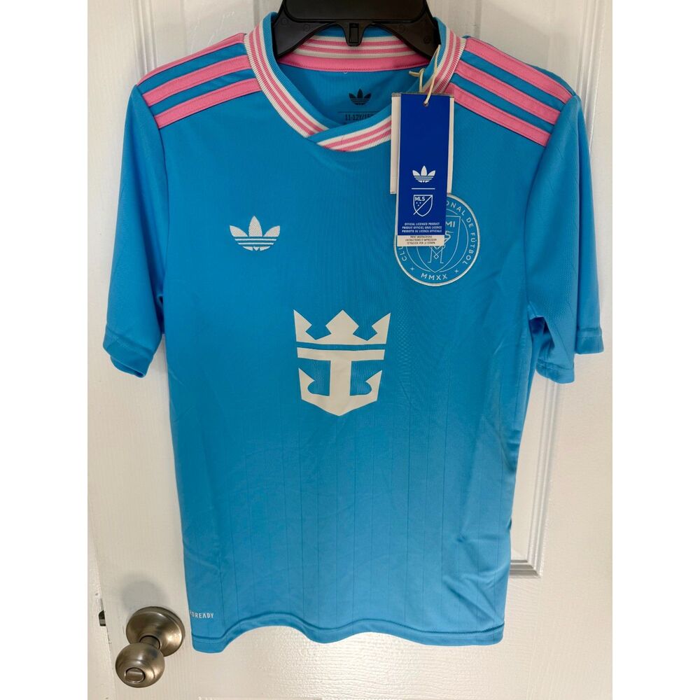 Adidas Inter Miami Third Jersey Blue Pink Lionel Messi Youth Medium NWT